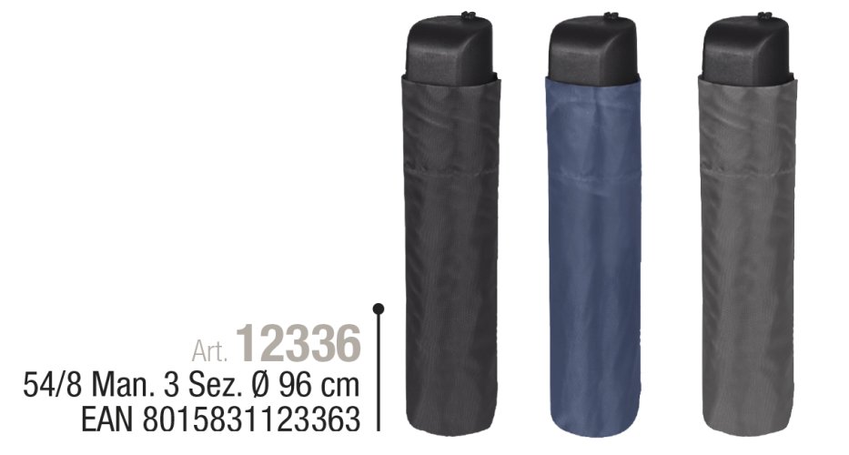 OMBRELLO MINI UOMO 54CM MAN.NERO-BLU-GRIGIO 12336