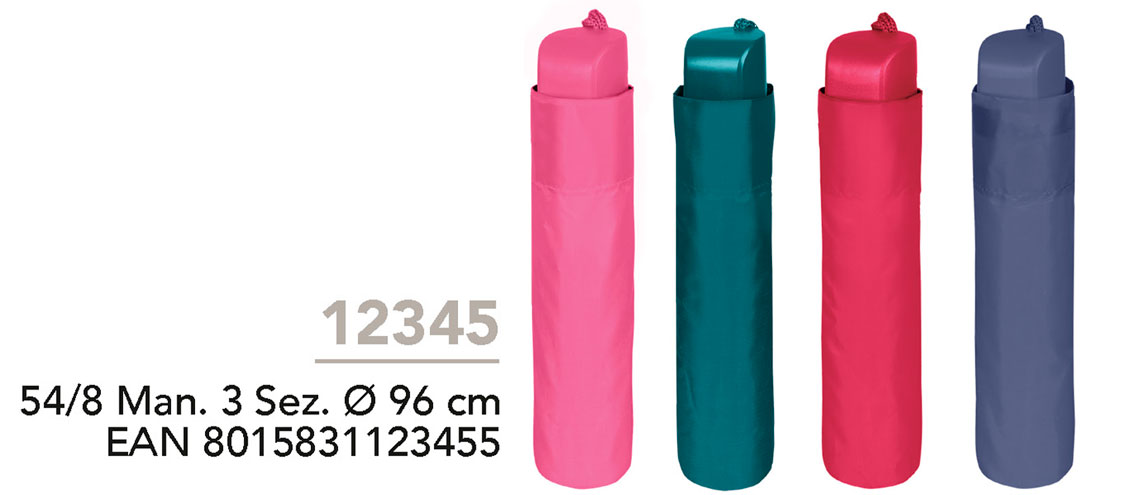 OMBRELLO MINI DONNA 54CM MAN.TINTA UNITA 12345